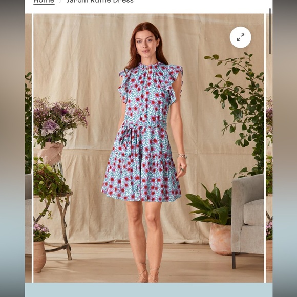 Oliphant NWT Jardin Floral Ruffle Sleeve Dress Tuckernuck - Picture 1 of 3